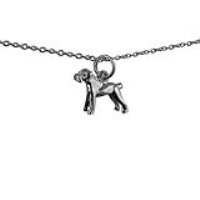 Silver 11x14mm Boxer Dog Pendant with a 1mm wide rolo Chain 18 inches