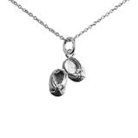 Silver 11x15mm Baby Booties Pendant with a 1mm wide rolo Chain 24 inches