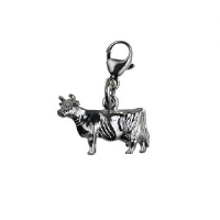 Silver 11x16mm Cow Charm on a lobster trigger