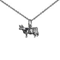 Silver 11x16mm Cow Pendant with a 1mm wide rolo Chain 14 inches Only Suitable for Children