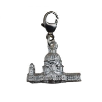 Silver 11x17mm hollow St. Paul's Cathedral Charm on a lobster trigger