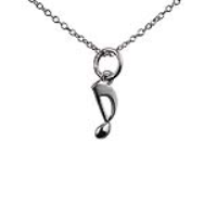 Silver 11x4mm Quaver musical note Pendant with a 1mm wide rolo Chain 14 inches Only Suitable for Children