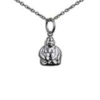 Silver 11x9mm Buddha Pendant with a 1mm wide rolo Chain 22 inches
