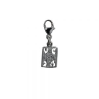 Silver 11x9mm King of Diamonds Playing Card Charm with a lobster catch
