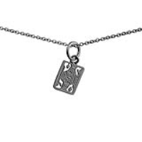 Silver 11x9mm King of Diamonds Playing Card Pendant with a 1mm wide rolo Chain