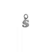 Silver 11x9mm plain Initial S Pendant or Charm