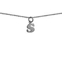 Silver 11x9mm plain Initial S Pendant with a 1mm wide rolo Chain 20 inches