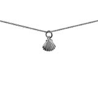 Silver 11x9mm Sea Shell Pendant with a 1mm wide rolo Chain 22 inches