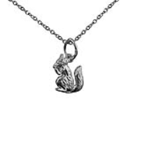 Silver 11x9mm sitting Squirrel Pendant with a 1mm wide rolo Chain 16 inches Only Suitable for Children