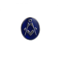 Silver 12x10mm oval cold cure enamel Masonic Tie Tack