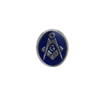 Silver 12x10mm oval cold cure enamel Masonic with 'G' Tie Tack