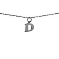 Silver 12x10mm plain Initial D Pendant with a 1mm wide rolo Chain 14 inches Only Suitable for Children
