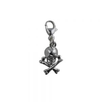 Silver 12x10mm Skull and Crossbones Charm with a lobster catch