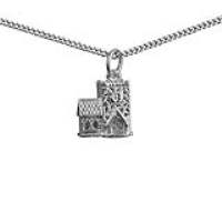 Silver 12x11mm Church Pendant with a 1.3mm wide curb Chain