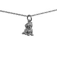 Silver 12x11mm Kitten Pendant with a 1mm wide rolo Chain