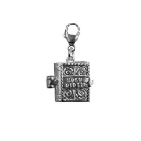 Silver 12x11mm moveable Bible Charm on a lobster trigger inside the Hail Mary prayer