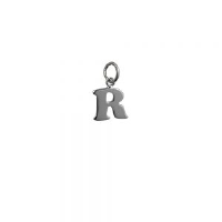 Silver 12x11mm plain Initial R Pendant or Charm