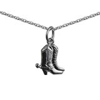 Silver 12x12mm Cowboy Boots Pendant with a 1mm wide rolo Chain 22 inches