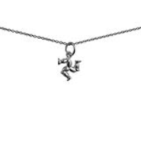 Silver 12x12mm Isle of Man Legs Pendant with a 1mm wide rolo Chain 14 inches Only Suitable for Children