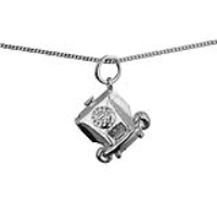 Silver 12x13mm solid Telephone Pendant with a 1mm wide curb Chain 20 inches