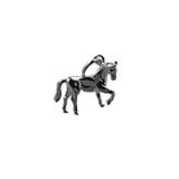 Silver 12x15mm Horse standing lifting a front hoof Pendant with a 1mm wide rolo Chain 20 inches