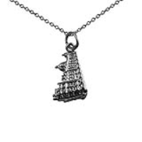 Silver 12x16mm Harrods building Pendant with a 1mm wide rolo Chain 16 inches Only Suitable for Children