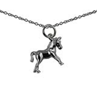 Silver 12x16mm Pony Pendant with a 1mm wide rolo Chain 24 inches