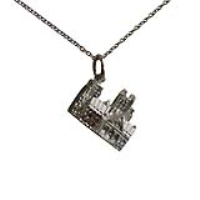 Silver 12x17mm Lincoln Cathedral Pendant with a 1mm wide rolo Chain 22 inches