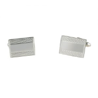 Silver 12x17mm oblong Centre space engine turned swivel Cufflinks