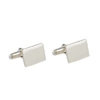 Silver 12x17mm oblong plain swivel Cufflinks