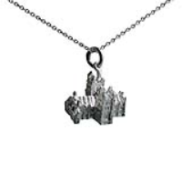 Silver 12x17mm York Minster Pendant with a 1mm wide rolo Chain