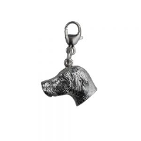 Silver 12x19mm Dog Head Charm on a lobster trigger