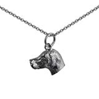 Silver 12x19mm Dog Head Pendant with a 1mm wide rolo Chain 14 inches Only Suitable for Children