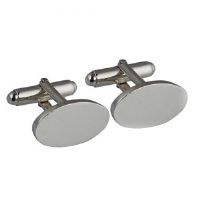 Silver 12x19mm oval plain swivel Cufflinks