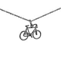Silver 12x20mm Bicycle Pendant with a 1mm wide rolo Chain 18 inches