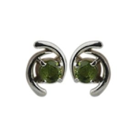 Silver 12x7mm Earrings set with 4mm round Peridot