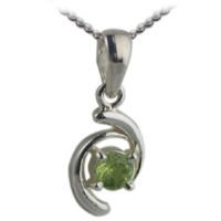 Silver 12x7mm Pendant set with 4mm round Peridot on a Chain 18 inches