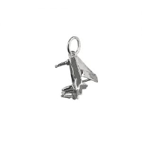 Silver 12x8mm open Grand piano Pendant or Charm