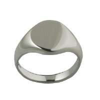 Silver 12x9mm solid plain oval Signet Ring Sizes J-S