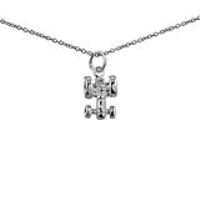 Silver 12x9mm Tractor Pendant with a 1mm wide rolo Chain 24 inches