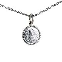 Silver 13mm round beaded edge St Christopher Pendant with a 1mm wide rolo Chain 24 inches Only Suitable for Children