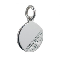 Silver 13mm round hand engraved Disc Pendant