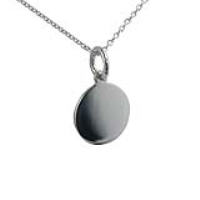 Silver 13mm round hand engraved Disc Pendant with a 1mm wide rolo Chain 16 inches Only Suitable for Children