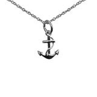 Silver 13x10mm Anchor symbol of hope Pendant with a 1mm wide rolo Chain 24 inches
