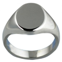 Silver 13x10mm plain solid oval Signet Ring Sizes I-W