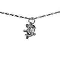 Silver 13x11mm Ballerina Elephant Pendant with a 1.3mm wide curb Chain 22 inches