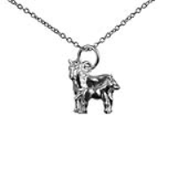 Silver 13x13mm Horse and Foal Pendant with a 1mm wide rolo Chain