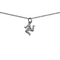 Silver 13x13mm Isle of Man Legs Pendant with a 1mm wide rolo Chain
