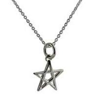 Silver 13x13mm plain Pentangle Pendant with a 1mm wide rolo Chain 18 inches