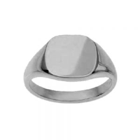 Silver 13x13mm plain solid cushion Signet Ring Sizes R-W